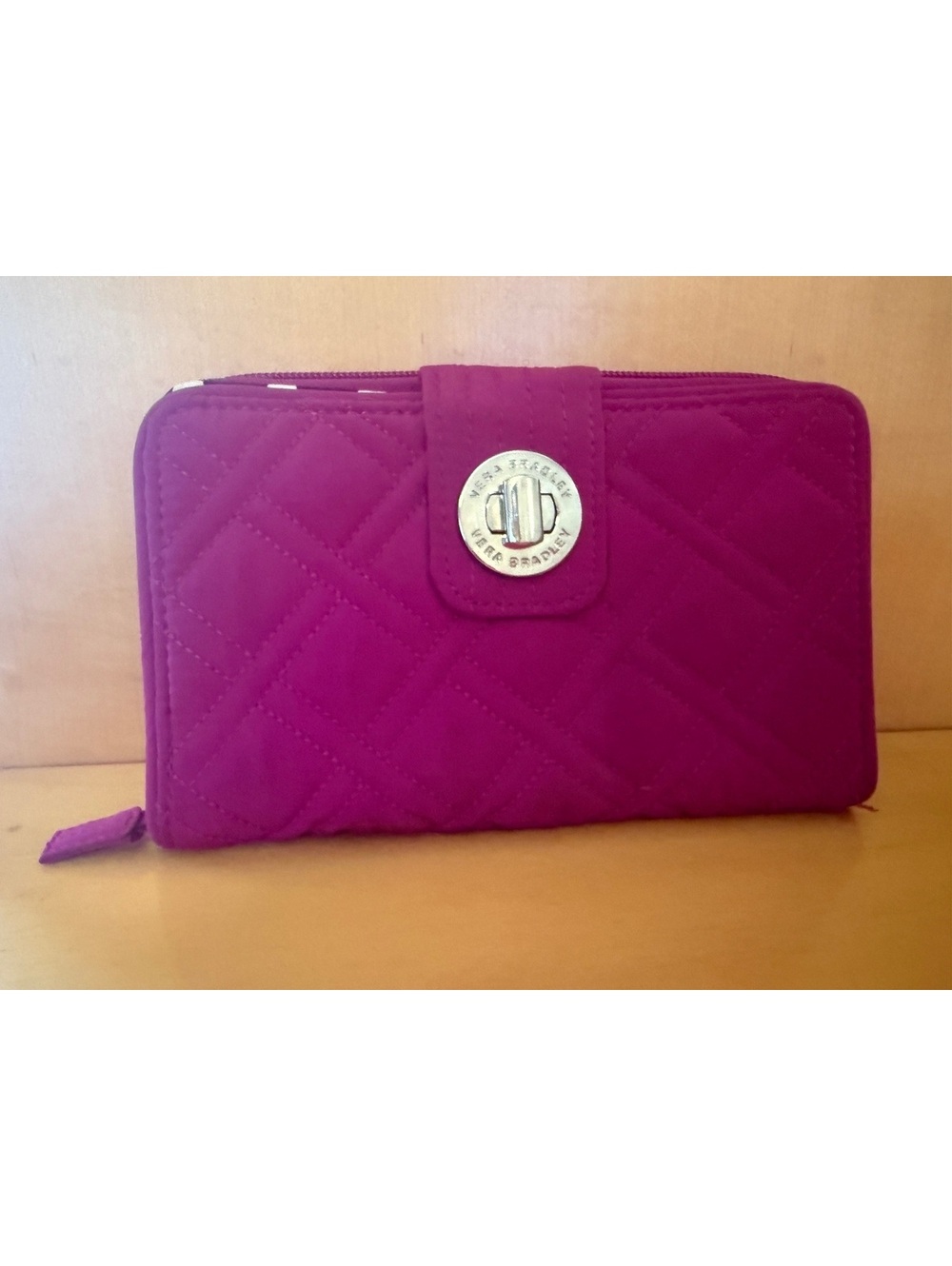 Vera Bradley Quilted Zip Around Wallet in Magenta - Picture 1 of 5
